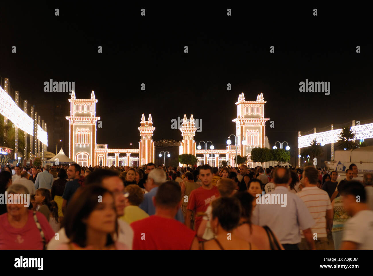 Spagna Malaga Feria Real di notte Foto Stock