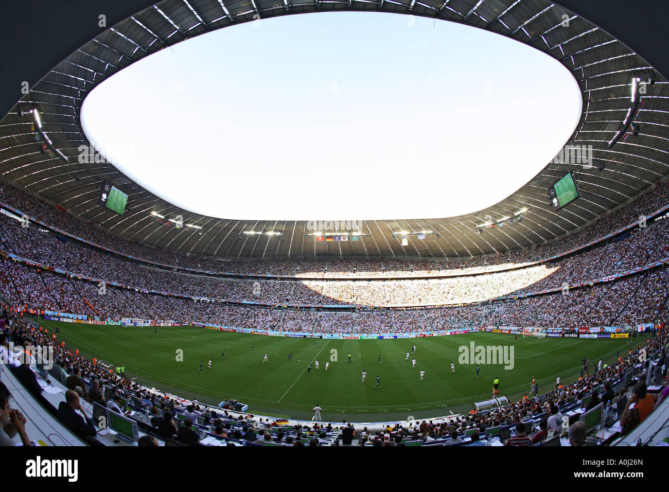 AllianzArena allo stadio di calcio coppa del mondo di calcio 2006 Fifa, Monaco di Baviera, Germania Foto Stock