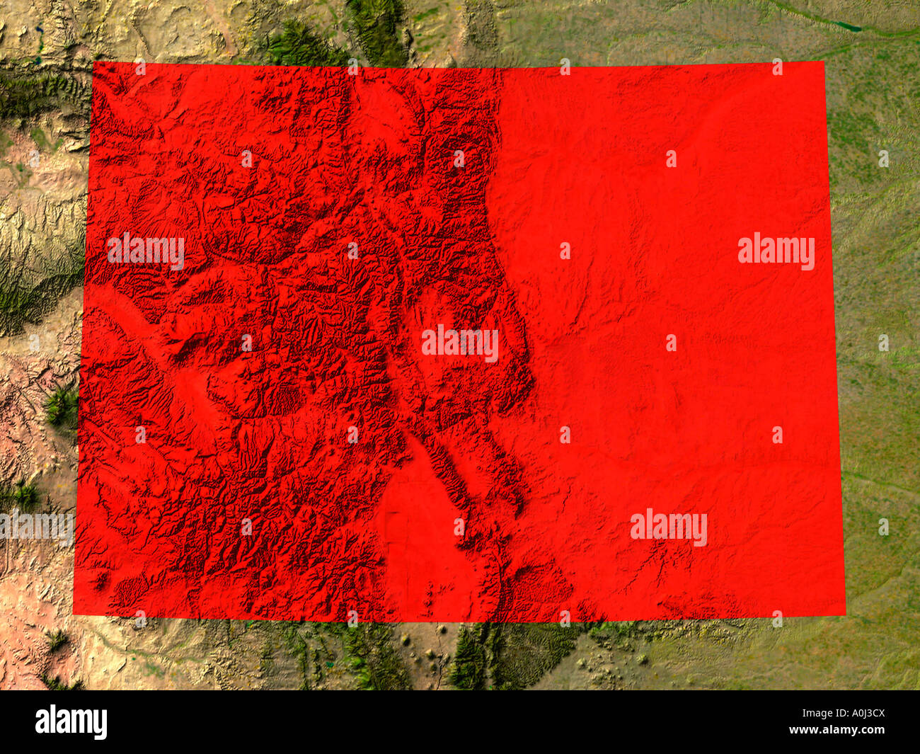 Immagine satellitare del Colorado sono evidenziati in rosso USA Foto Stock