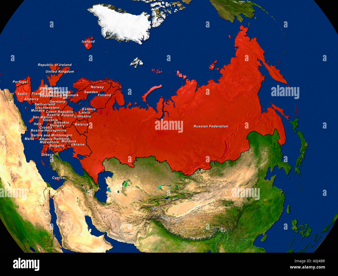 Ha evidenziato un'immagine satellitare di Europa Foto Stock