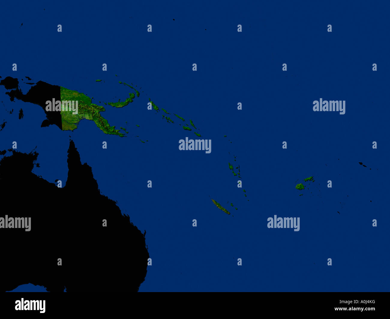 Ha evidenziato un'immagine satellitare della Melanesia Foto Stock