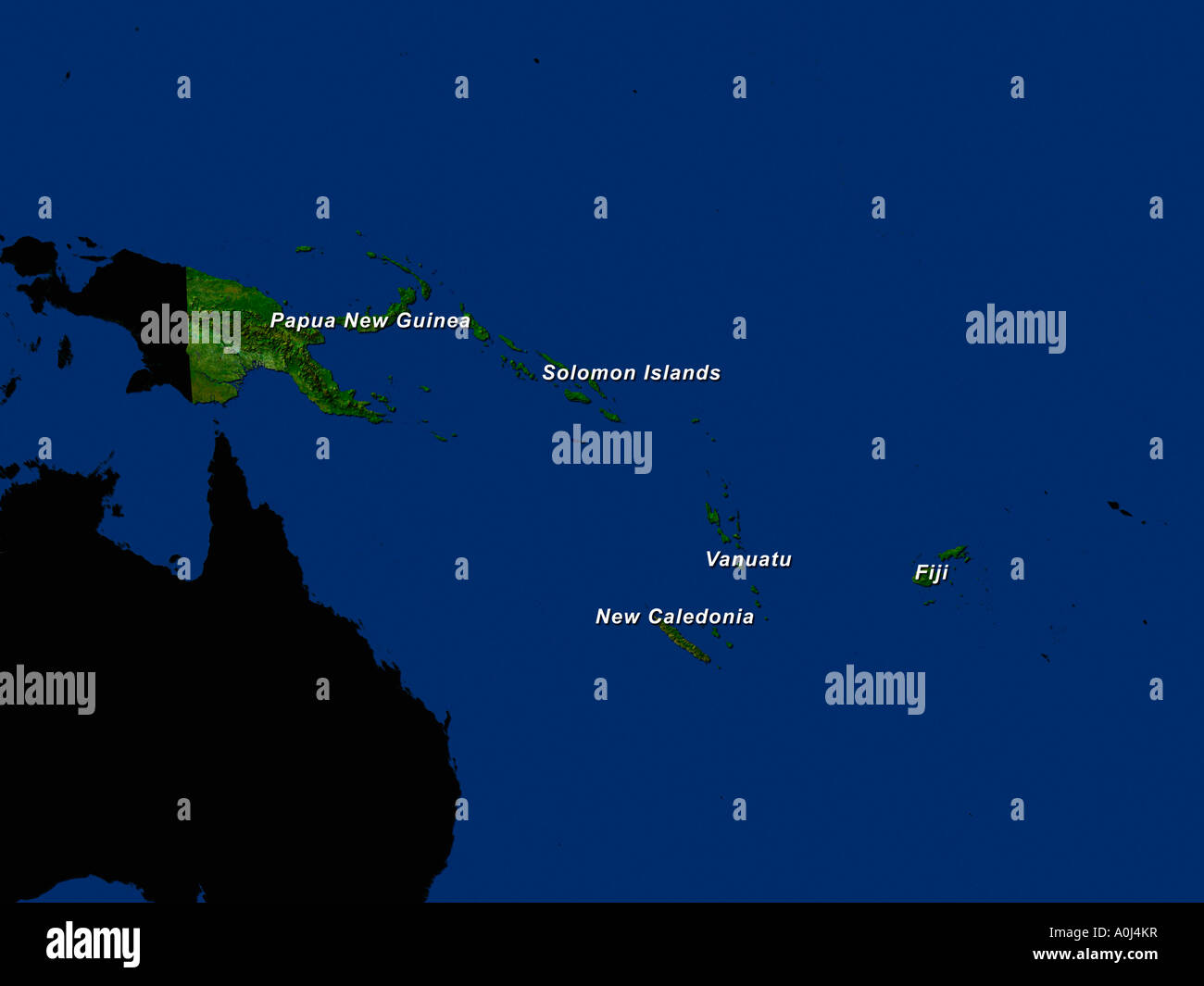 Ha evidenziato un'immagine satellitare della Melanesia Foto Stock