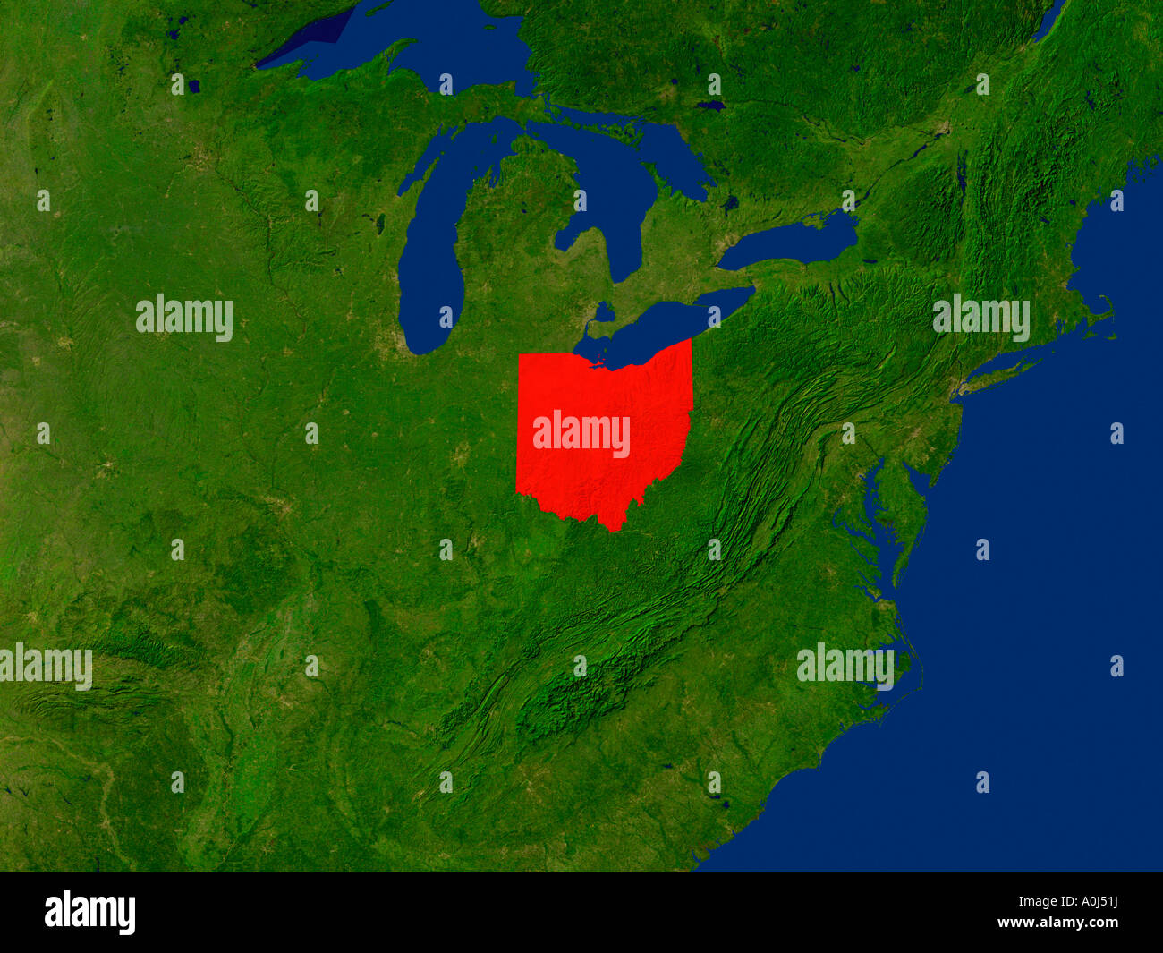 Ha evidenziato un'immagine satellitare di Ohio negli Stati Uniti d'America Foto Stock