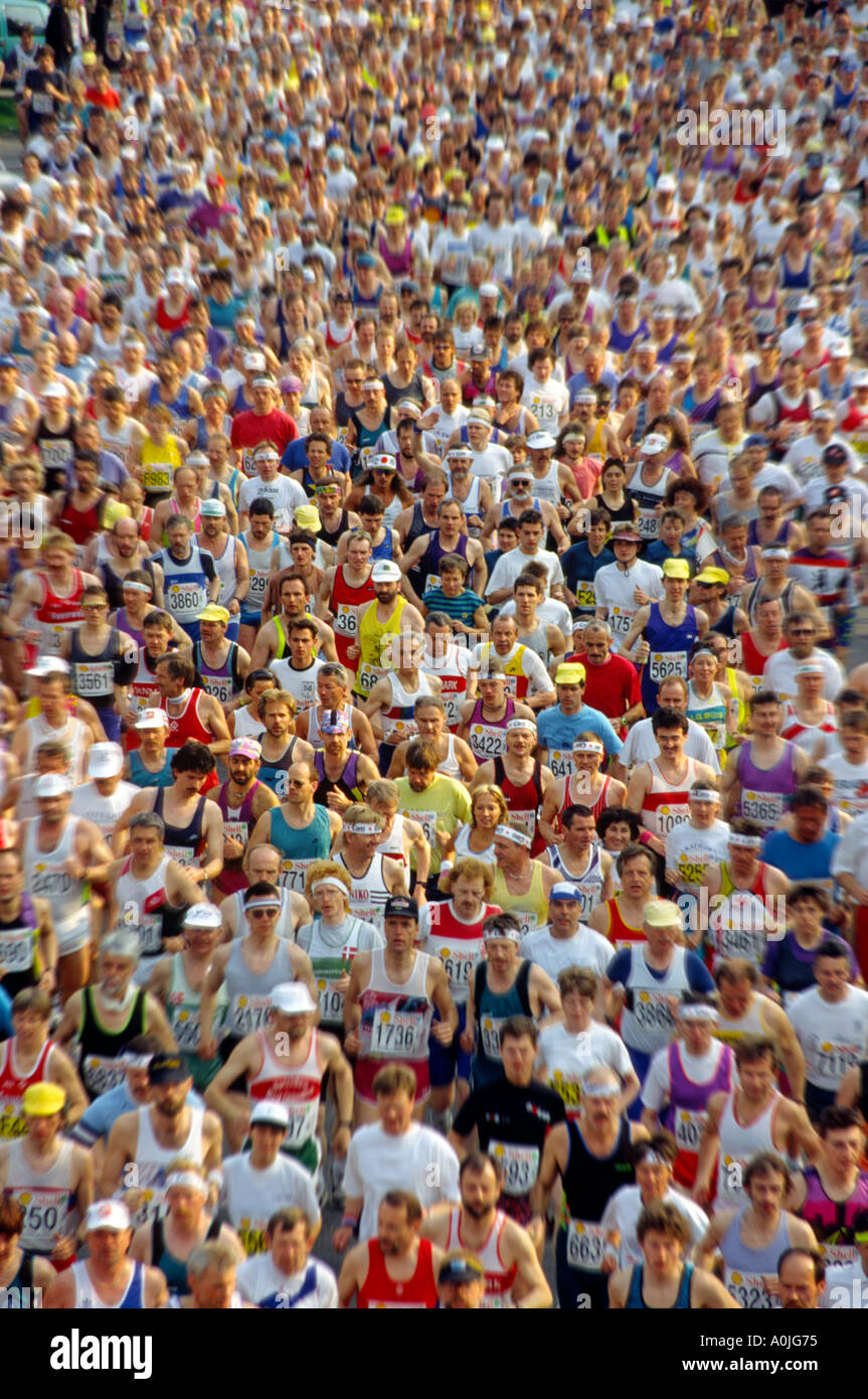 Germania Hamburgm folla maratona Foto Stock