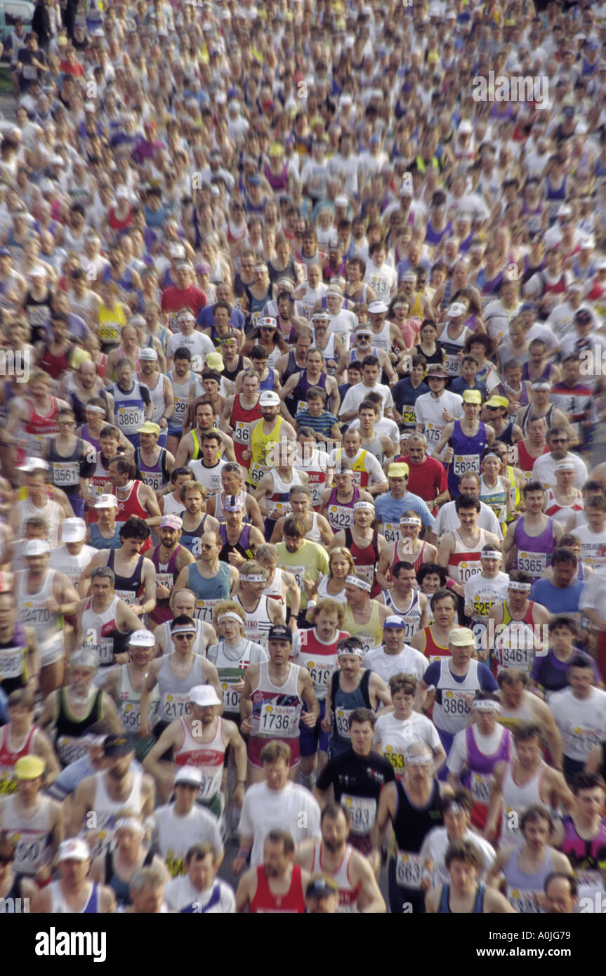 Germania Hamburgm folla maratona Foto Stock
