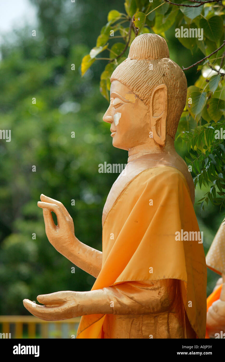 Dettaglio della statua dorata di Nong Wan tempio Muang Khon Kaen Foto Stock