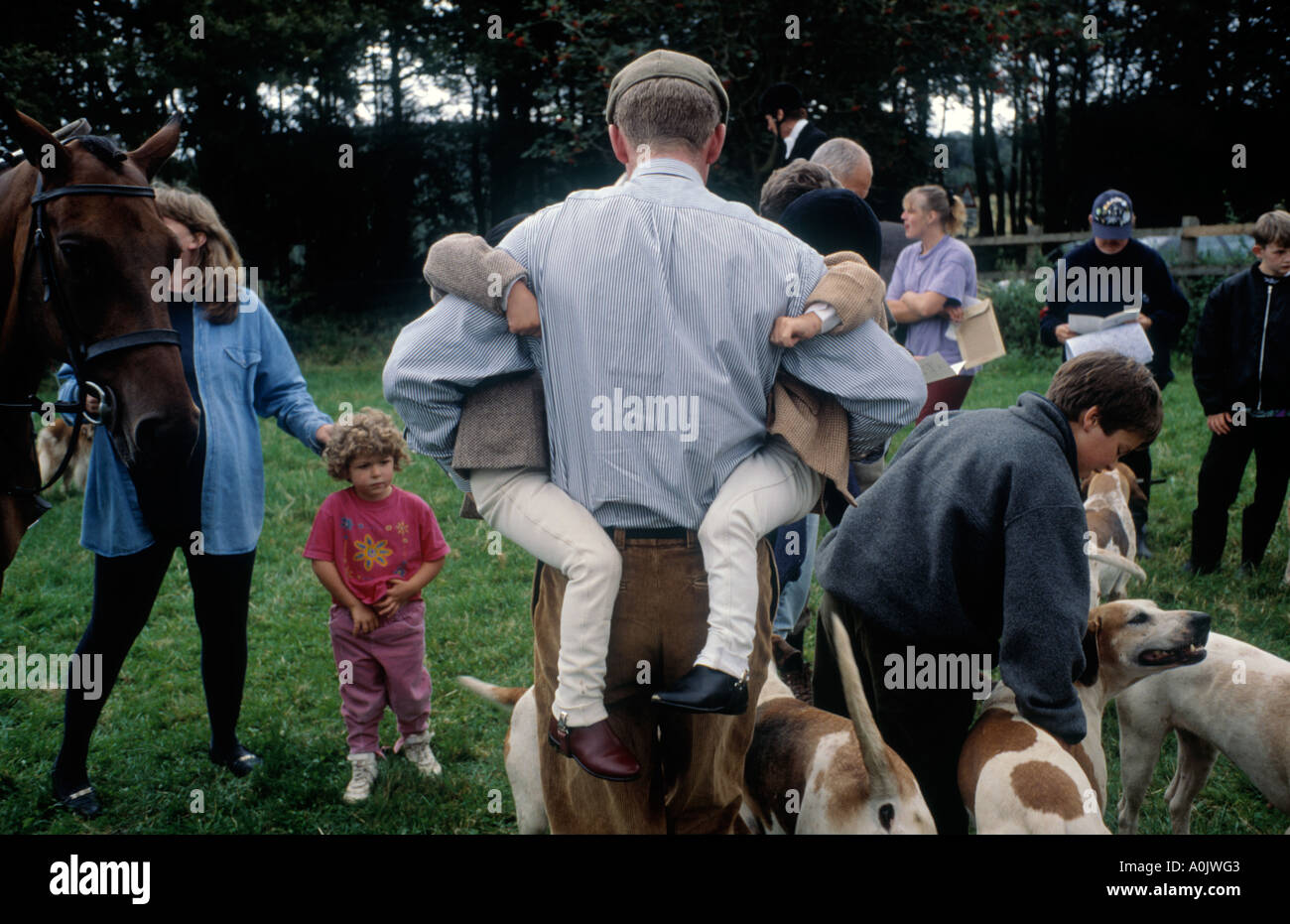 Quantock stag hunt Exmoor SOMERSET REGNO UNITO Devon Somerset Staghounds caccia cervi oltre il National Trust land Foto Stock