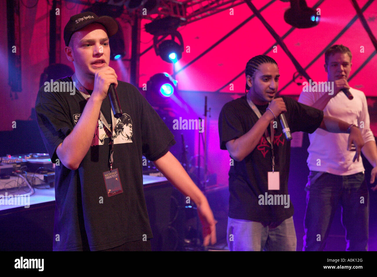 La banda di rap Tsychofix eseguendo sulla Waltrop festa della città Foto Stock