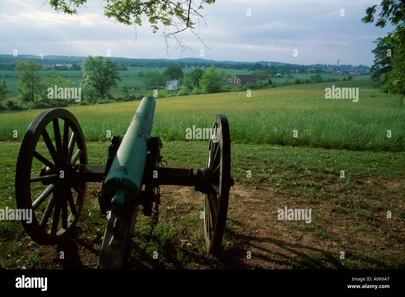 Pennsylvania, Gettysburg National Military Park, terra pubblica, ricreazione, Oak Ridge Cannon 18 miglia auto tour Guerra civile, Union, Blue, Gray, battaglia PA073, P. Foto Stock