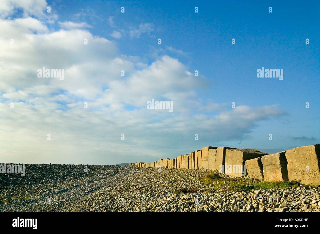 Le difese costiere a Limpert Bay nei pressi di Aberthaw Power Station Aberthaw Wales UK Foto Stock