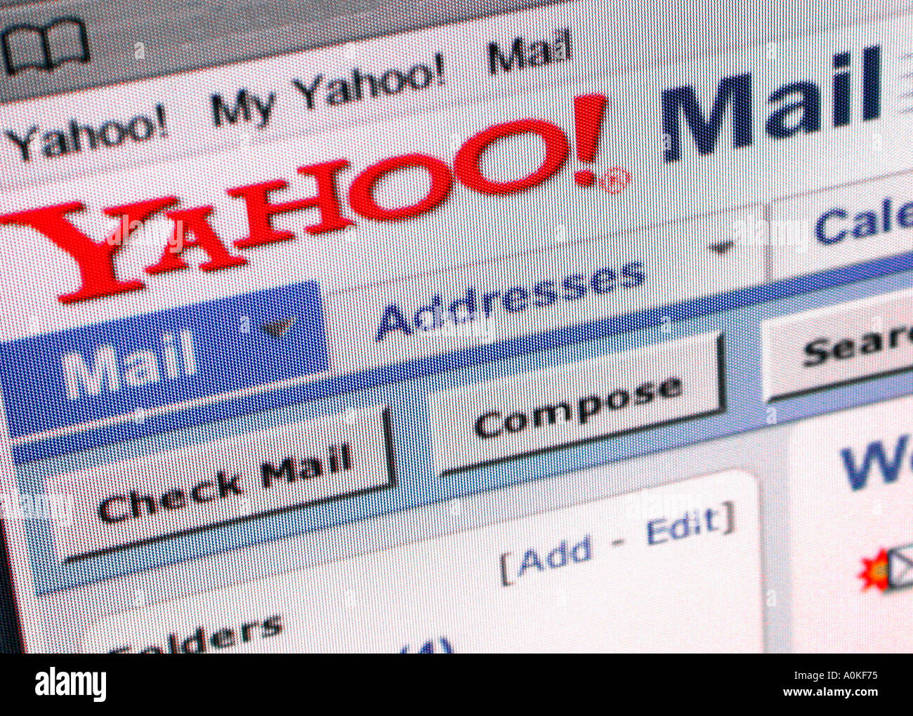 Lo schermo di un computer che mostra la posta di Yahoo Foto Stock