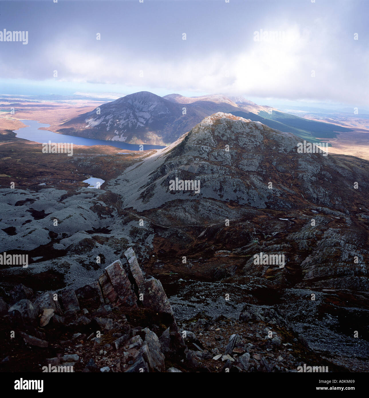 Vista da Mount Errigal Donegal Irlanda Foto Stock