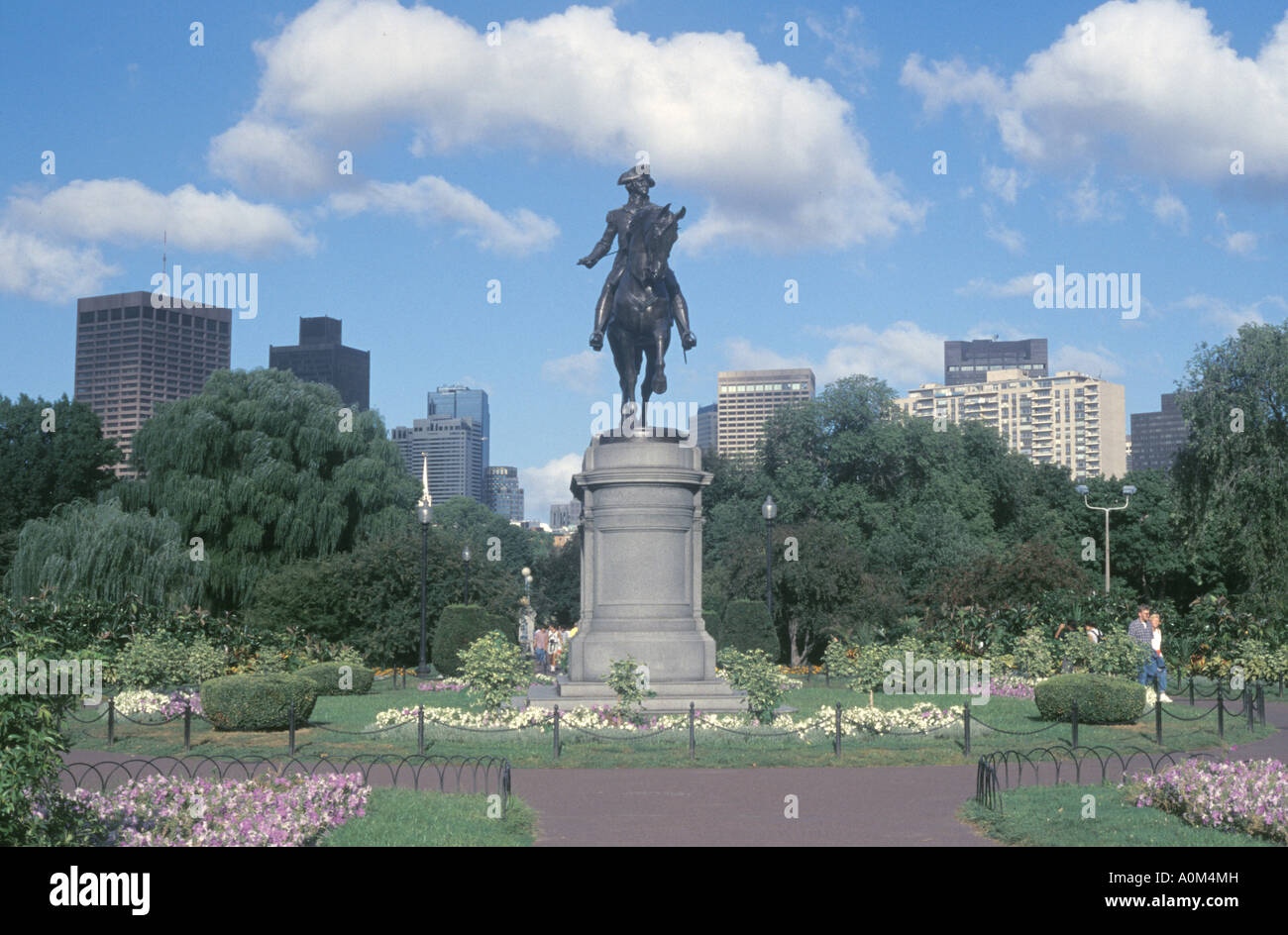 George Washington statua nel giardino pubblico di Boston Massachusetts Foto Stock