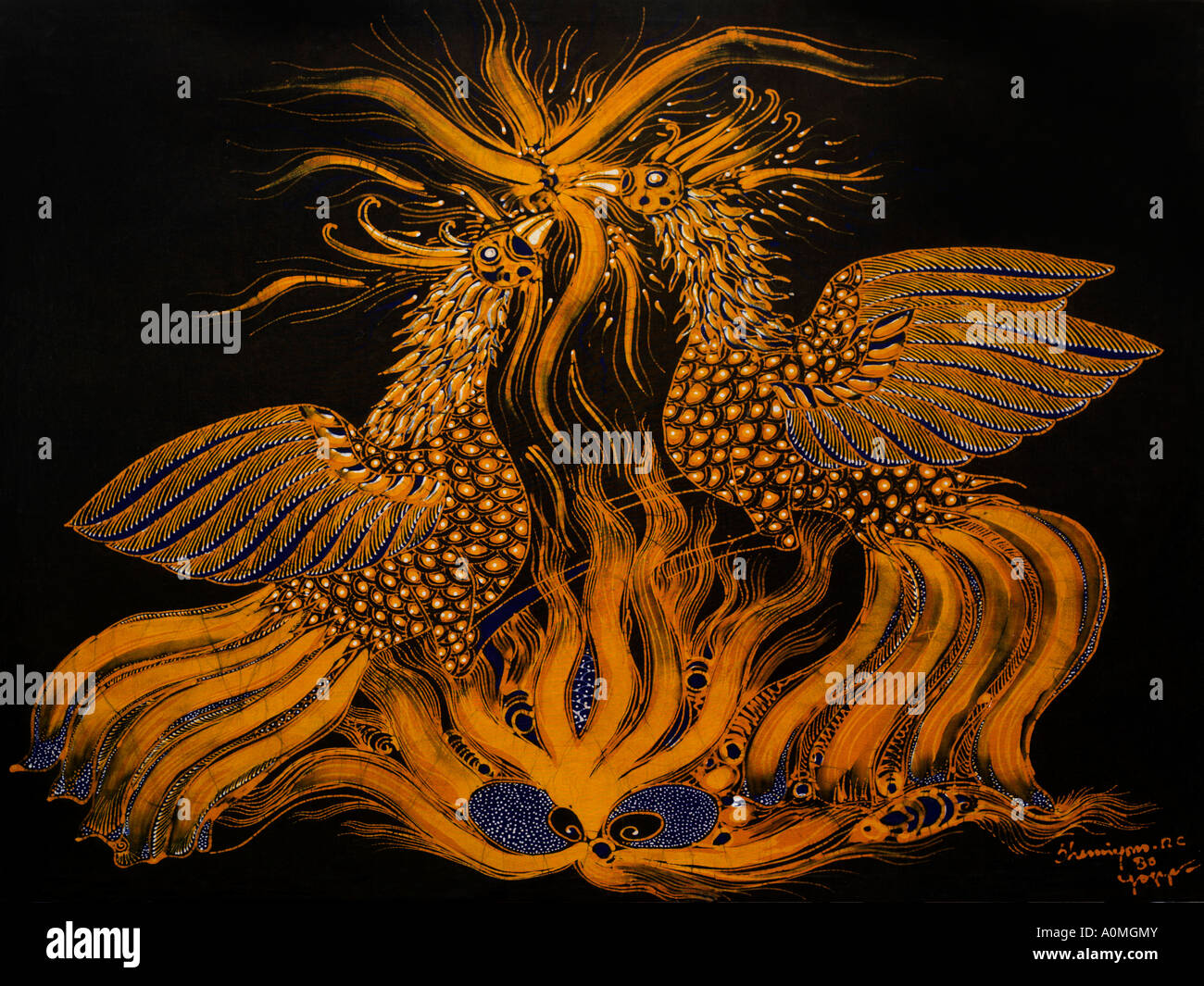 La stampa batik di uccelli della Thailandia Foto Stock