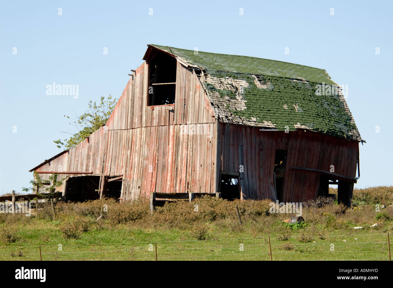 Il vecchio granaio rosso in Missouri Foto Stock