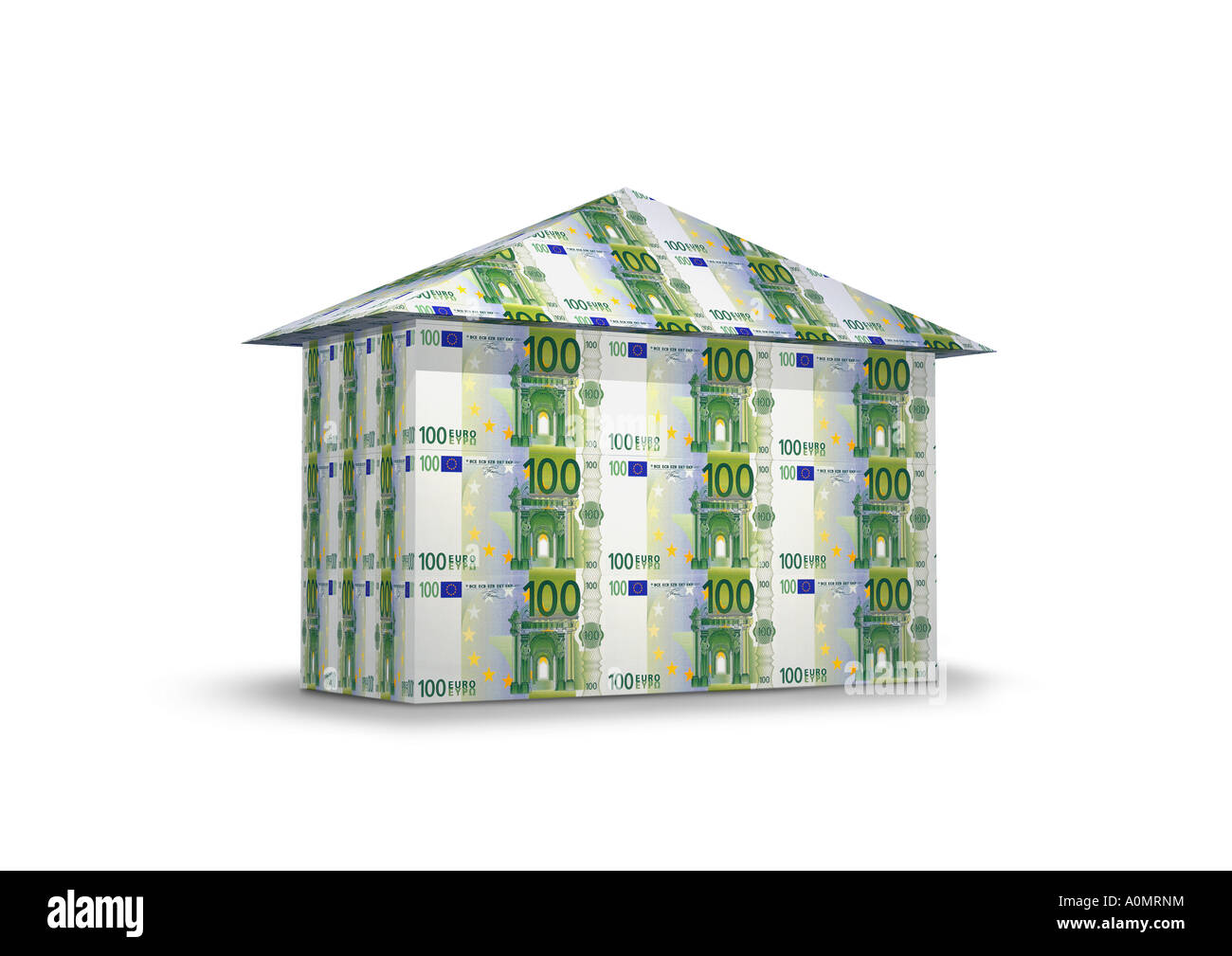 Casa fatta dal simbolo euro für Immobilie Euro Foto Stock