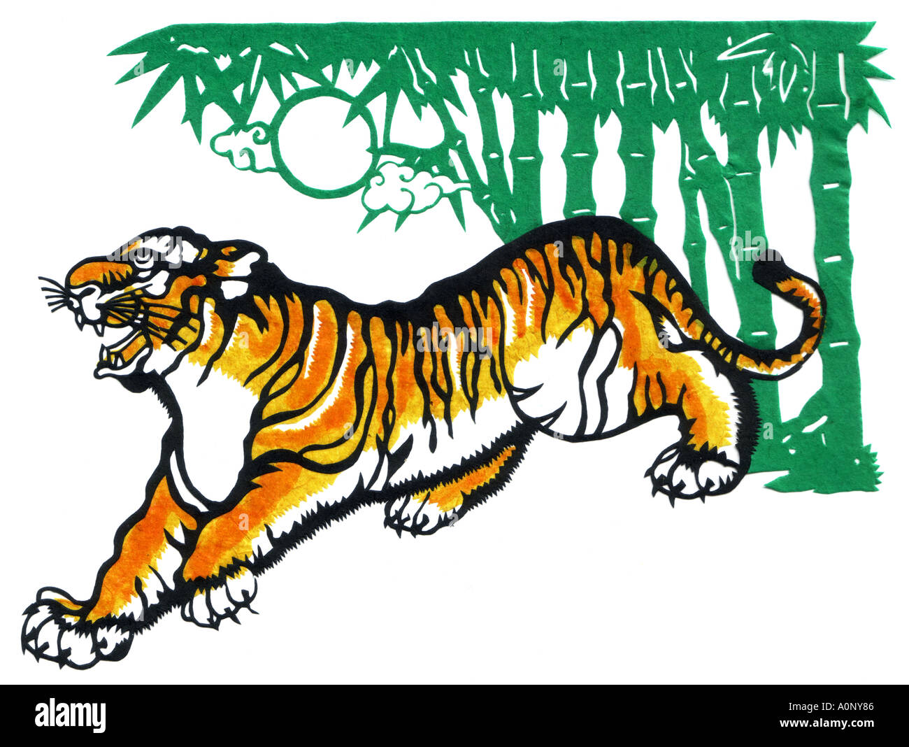 Tiger bamboo felino rock big cat Foto Stock