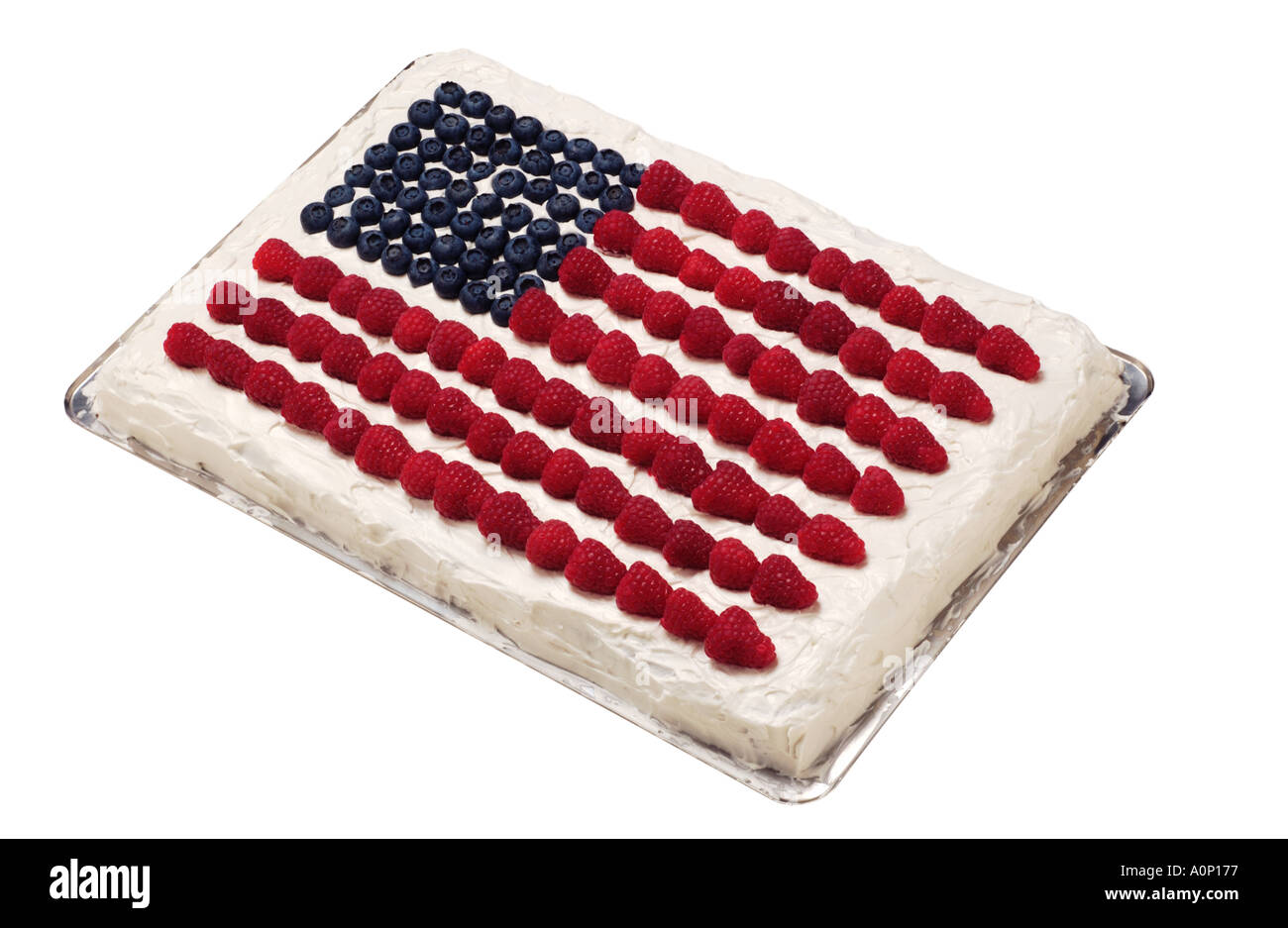 Bandiera americana torta con mirtilli e lamponi Foto Stock
