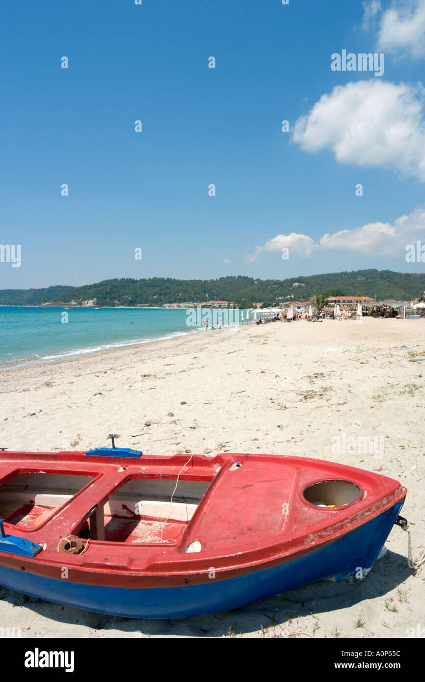 Spiaggia, Fourka, penisola Kassandra di Halkidiki, Grecia Foto Stock