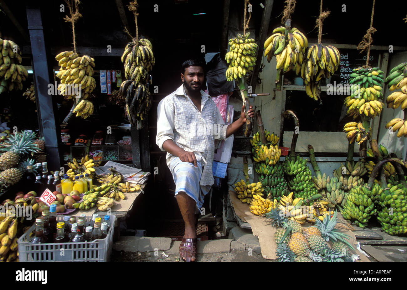 Fornitore di banane Bandarawela Sri Lanka Foto Stock