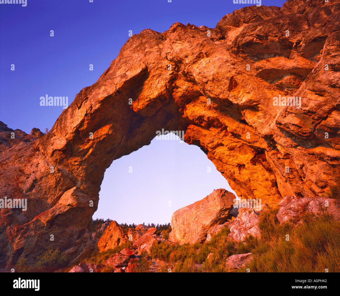 Sunrise a Lexington Arch Parco nazionale Great Basin Nevada Foto Stock