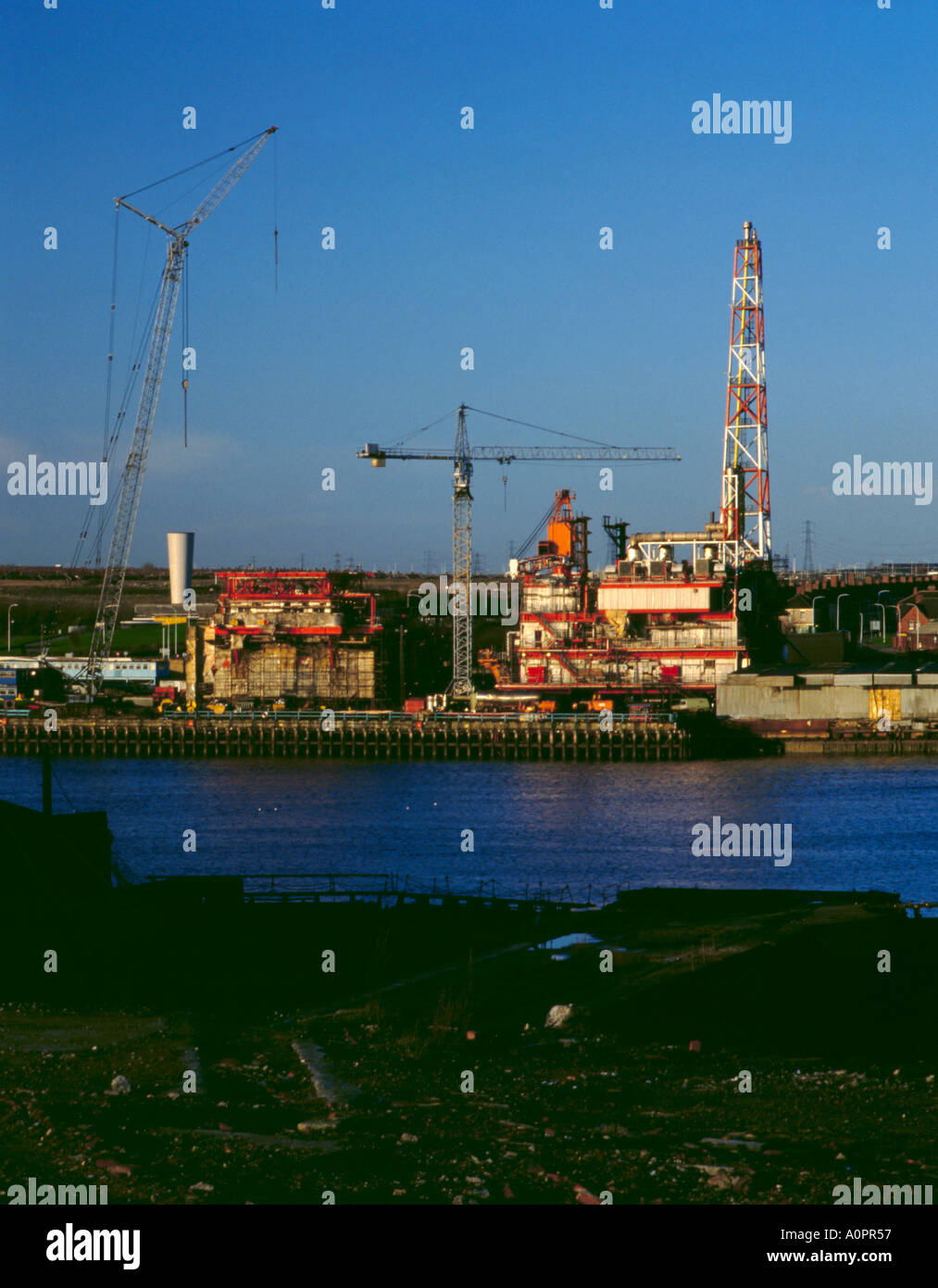 Piattaforma di gas fabbricazione, tyneside, tyne and wear, Inghilterra, Regno Unito., la fine degli anni ottanta. Foto Stock