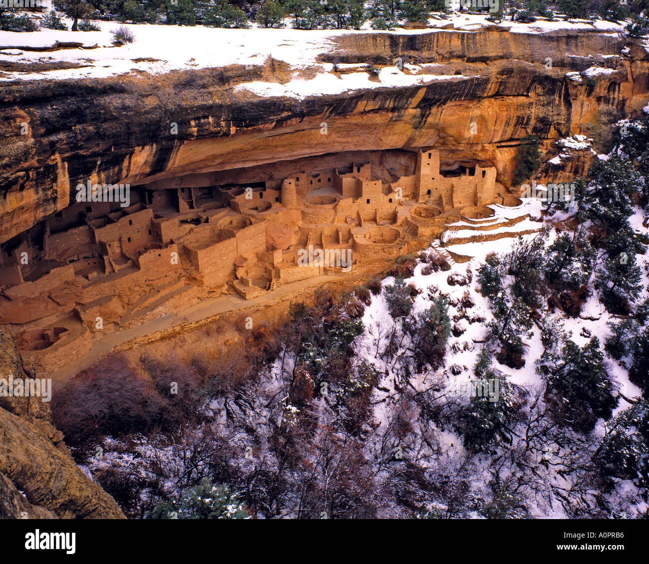 Cliff Palace in inverno il Parco Nazionale di Mesa Verde Colorado Foto Stock