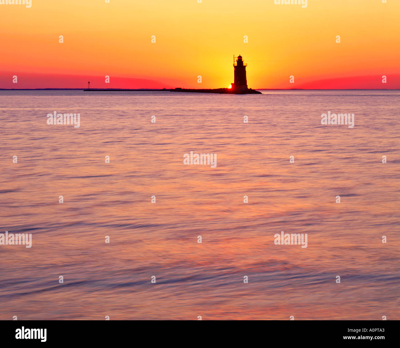 Capo Henlopen faro al tramonto Parco di Stato di Cape Henlopen Oceano Atlantico Delaware Foto Stock