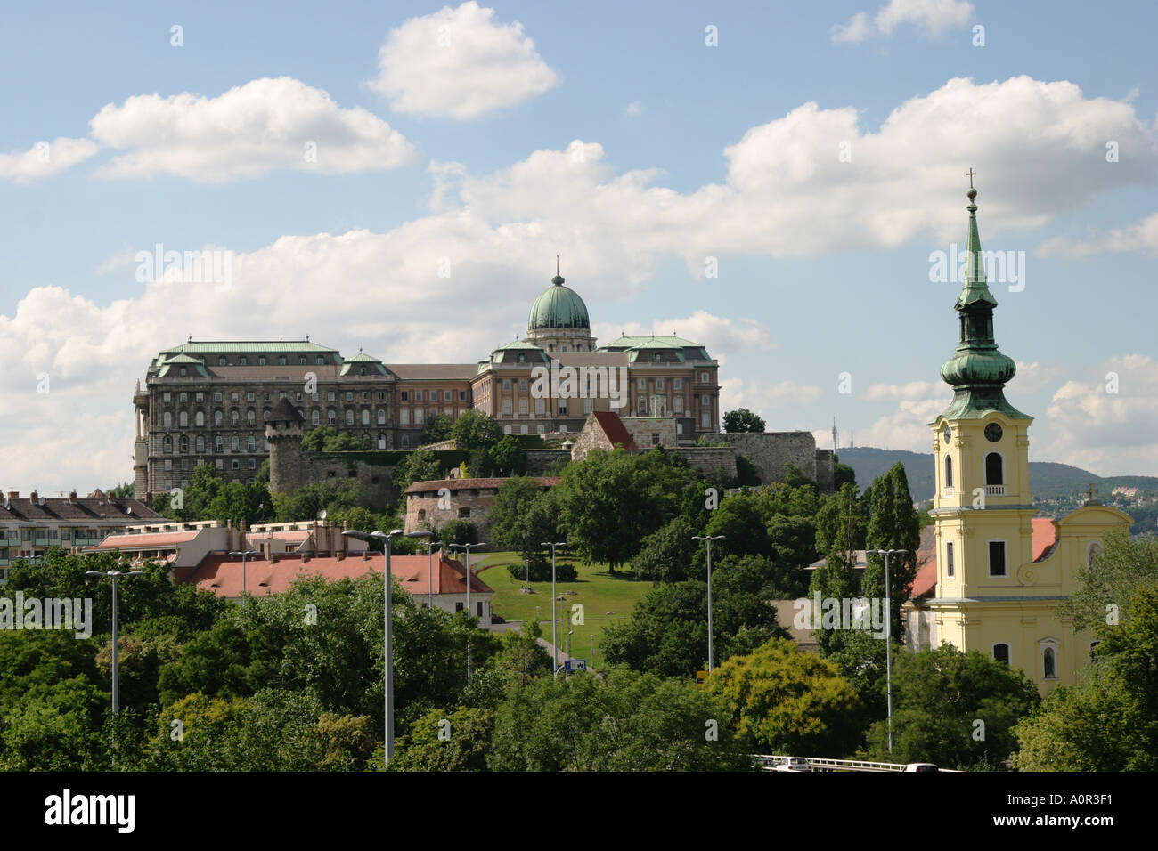 Vista del Palazzo Reale e il quartiere del Castello di Budapest Ungheria Foto Stock