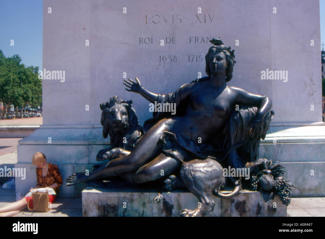 Famoso re Louis 14 di francia simbolo del Rodano lyon frace Foto Stock