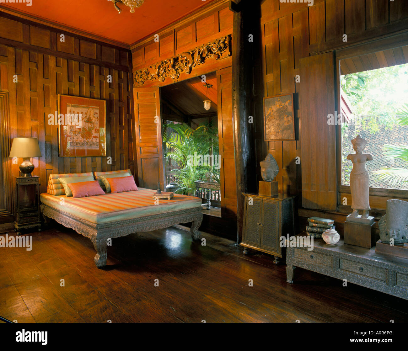 Camera da letto Jim Thompson s House Bangkok in Thailandia Asia del sud-est asiatico Foto Stock
