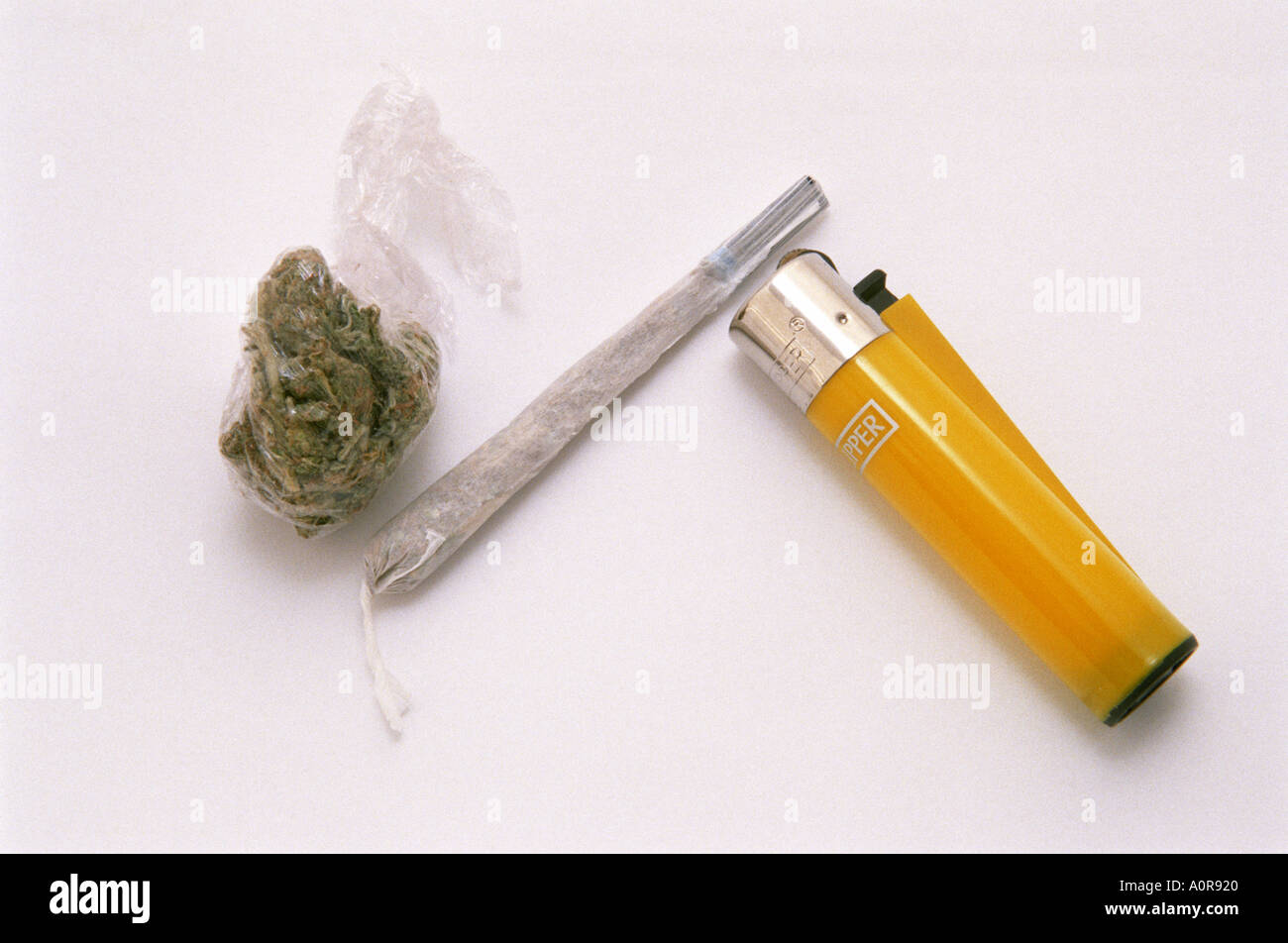 La marijuana un giunto spliff e leggero Foto Stock