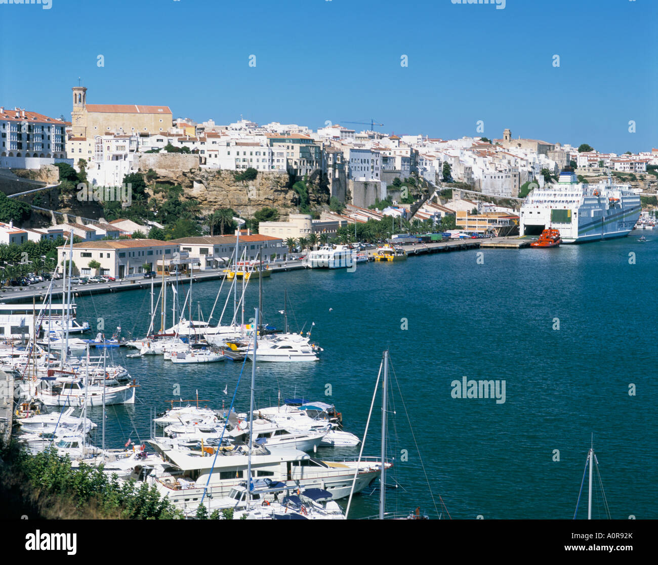 Porto di Mahon Menorca Minorca isole Baleari Spagna Europa Mediterranea Foto Stock