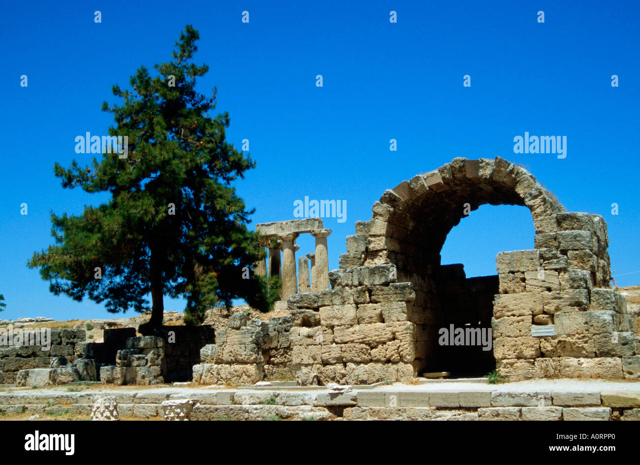 Tempio di Apollon / Antikes Korinth / Apollo-Tempel Foto Stock