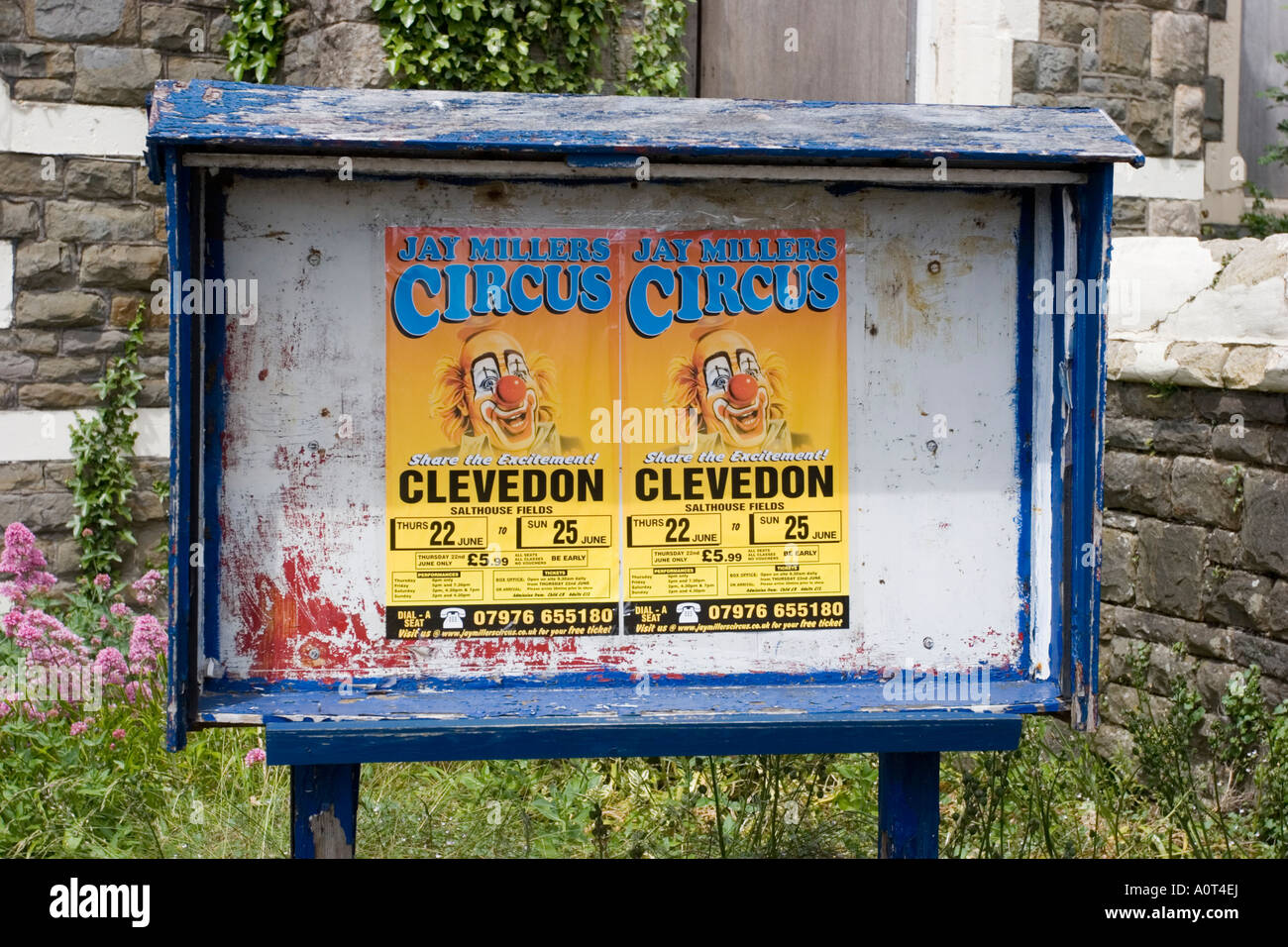 Pubblicità per il circus a Clevedon Somerset Foto Stock