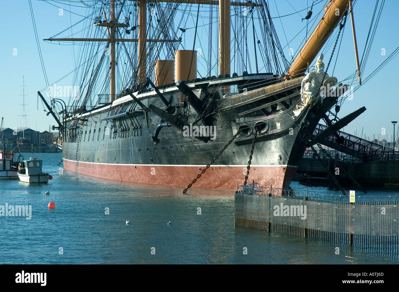 HMS Warrior ancorata in Portsmouth sulla costa sud dell'Inghilterra Foto Stock