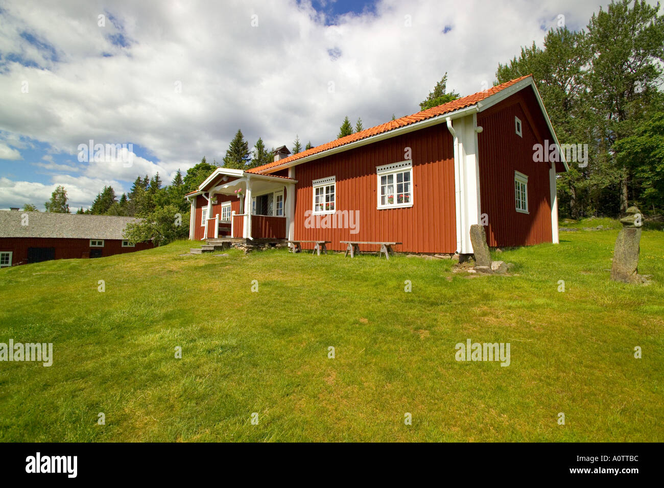 Tradizionale casa finlandese a Kvarntorp vicino Torsby nella contea di Varmland Svezia Foto Stock