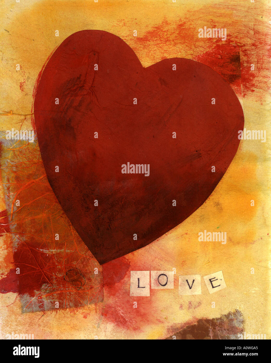 Cuore con amore Collage con un sacco di texture Foto Stock
