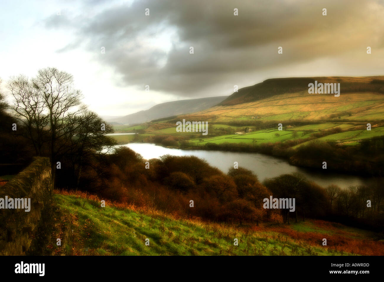 Autunno Lake Scene nel Derbyshire Peak District Foto Stock