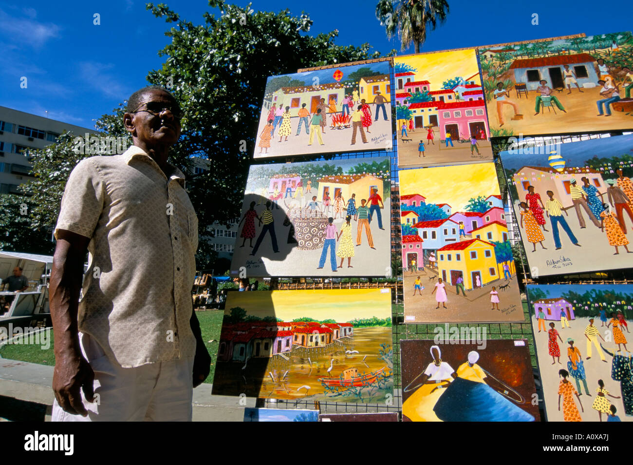 Artigianato e arte fiera Ipanema a Rio de Janeiro in Brasile America del Sud Foto Stock