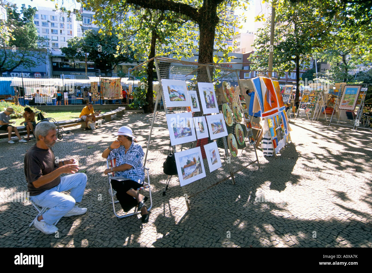 Artigianato e arte fiera Ipanema a Rio de Janeiro in Brasile America del Sud Foto Stock