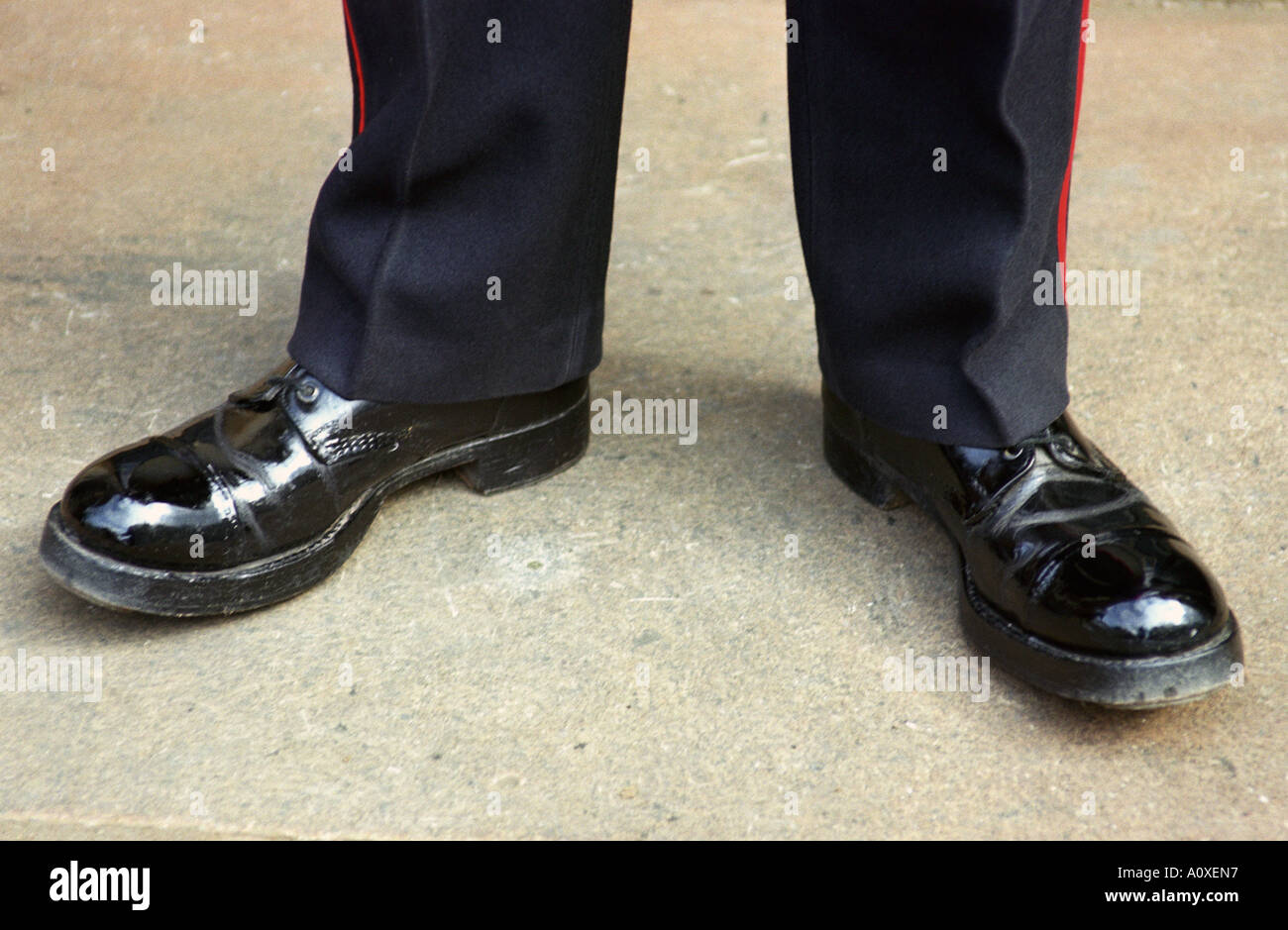 Inghilterra Londra le scarpe lucide di una Guardia Reale Foto stock - Alamy
