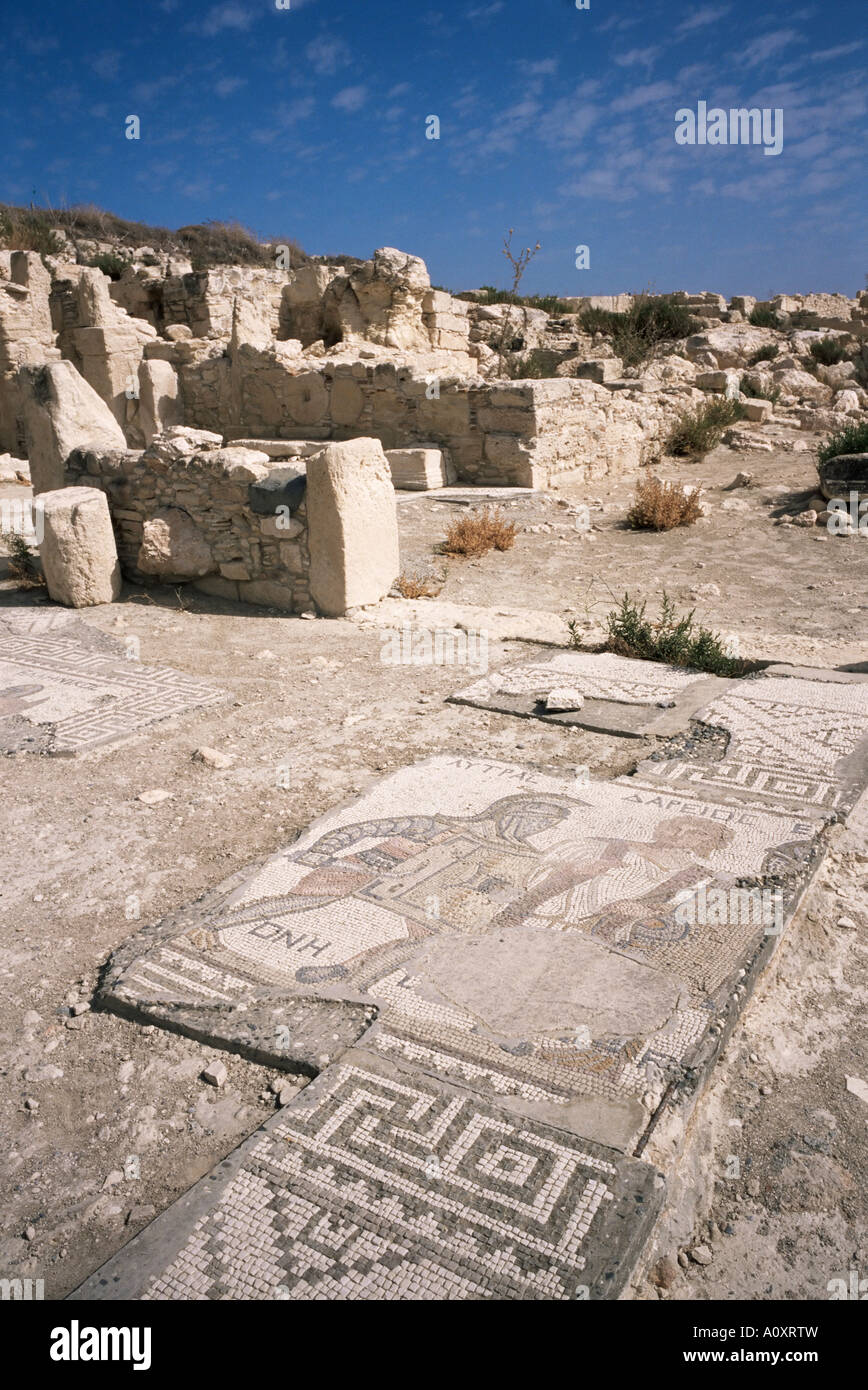 Mosaico di gladiatori in casa dei gladiatori Kourion Curio Kurion Cipro Europa Foto Stock