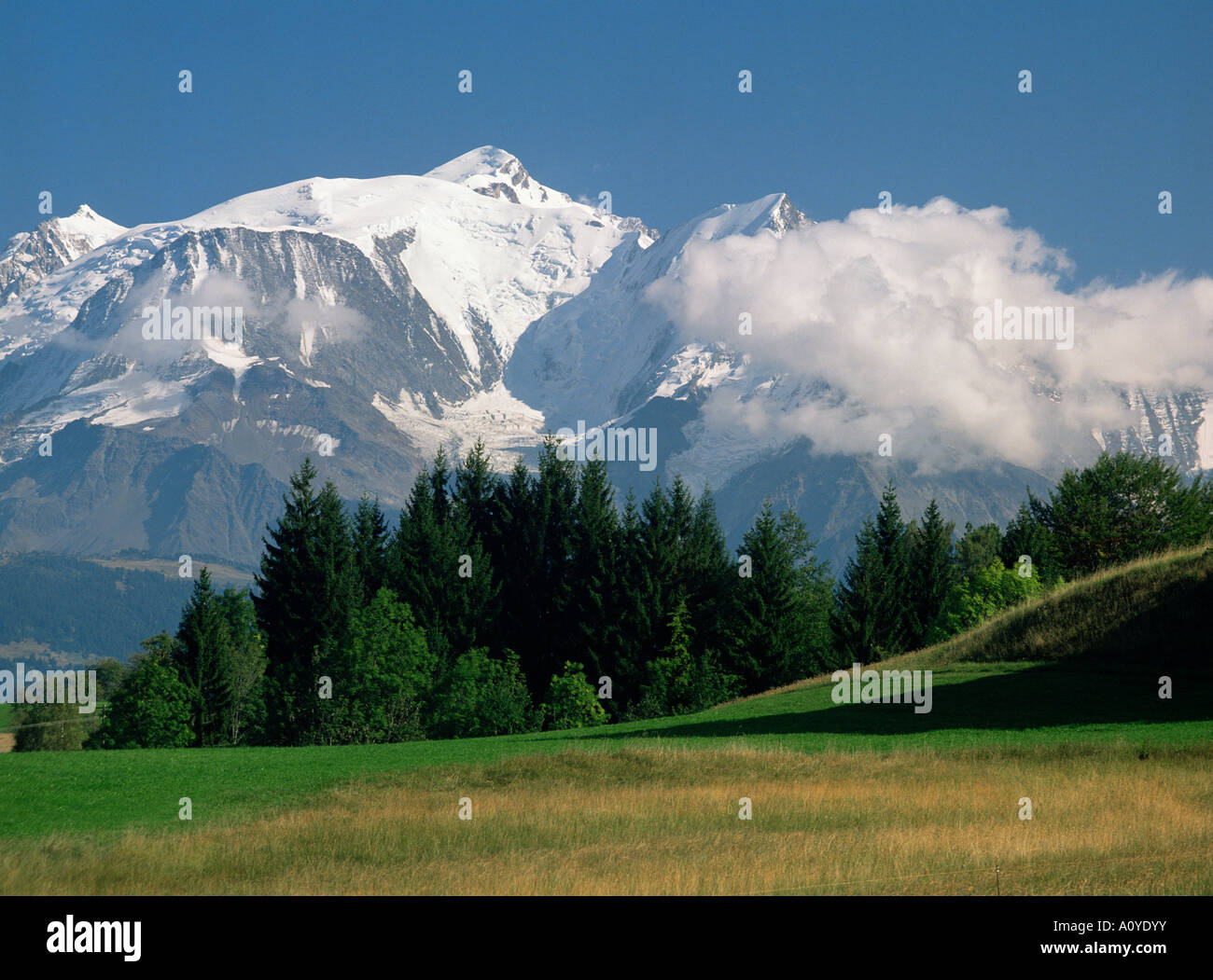 Mont Blanc Haute Savoie Rhone Alpes sulle Alpi francesi Francia Europa Foto Stock
