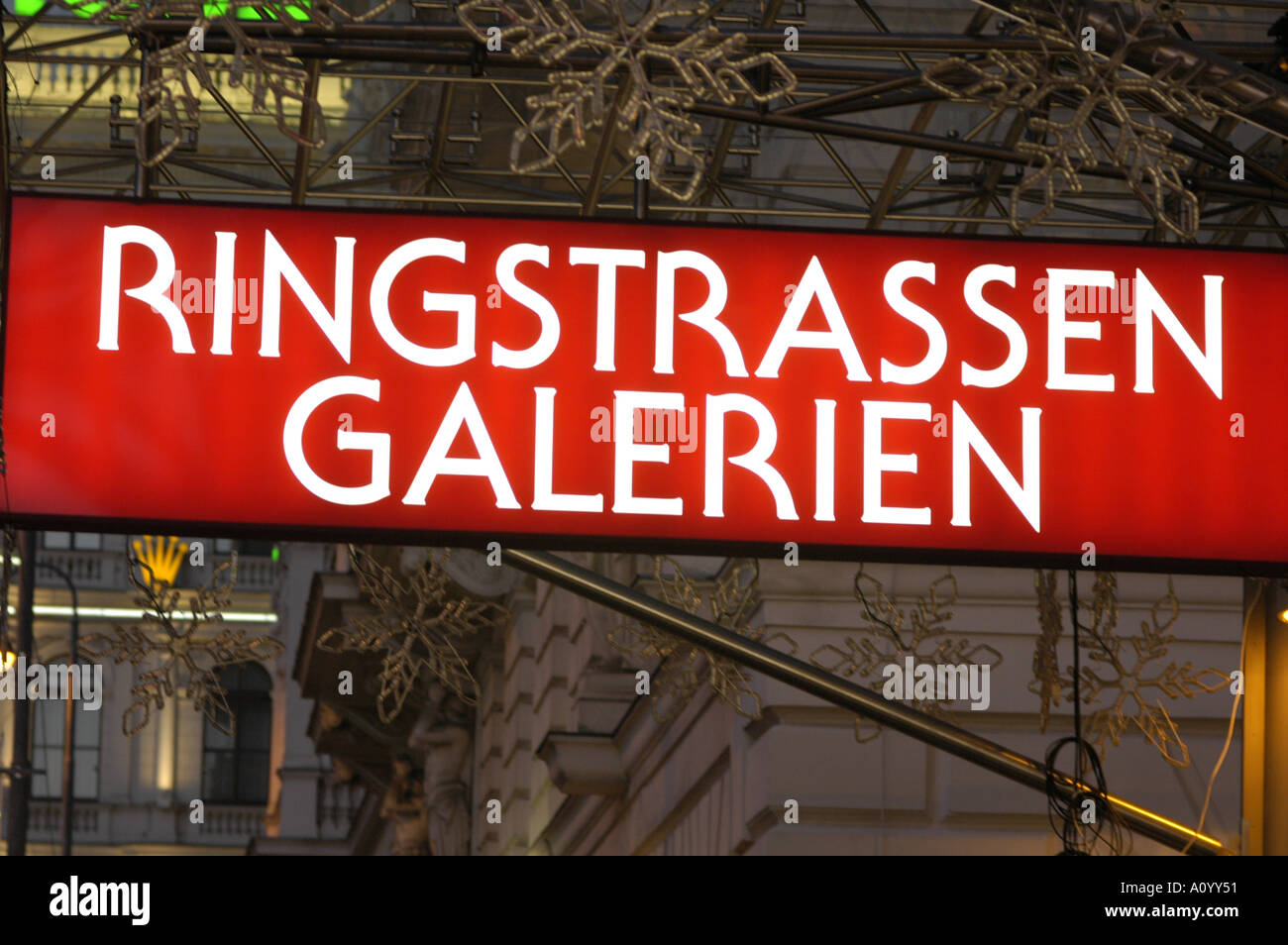 Segno Ringstrassen gallerie shopping centre Foto Stock