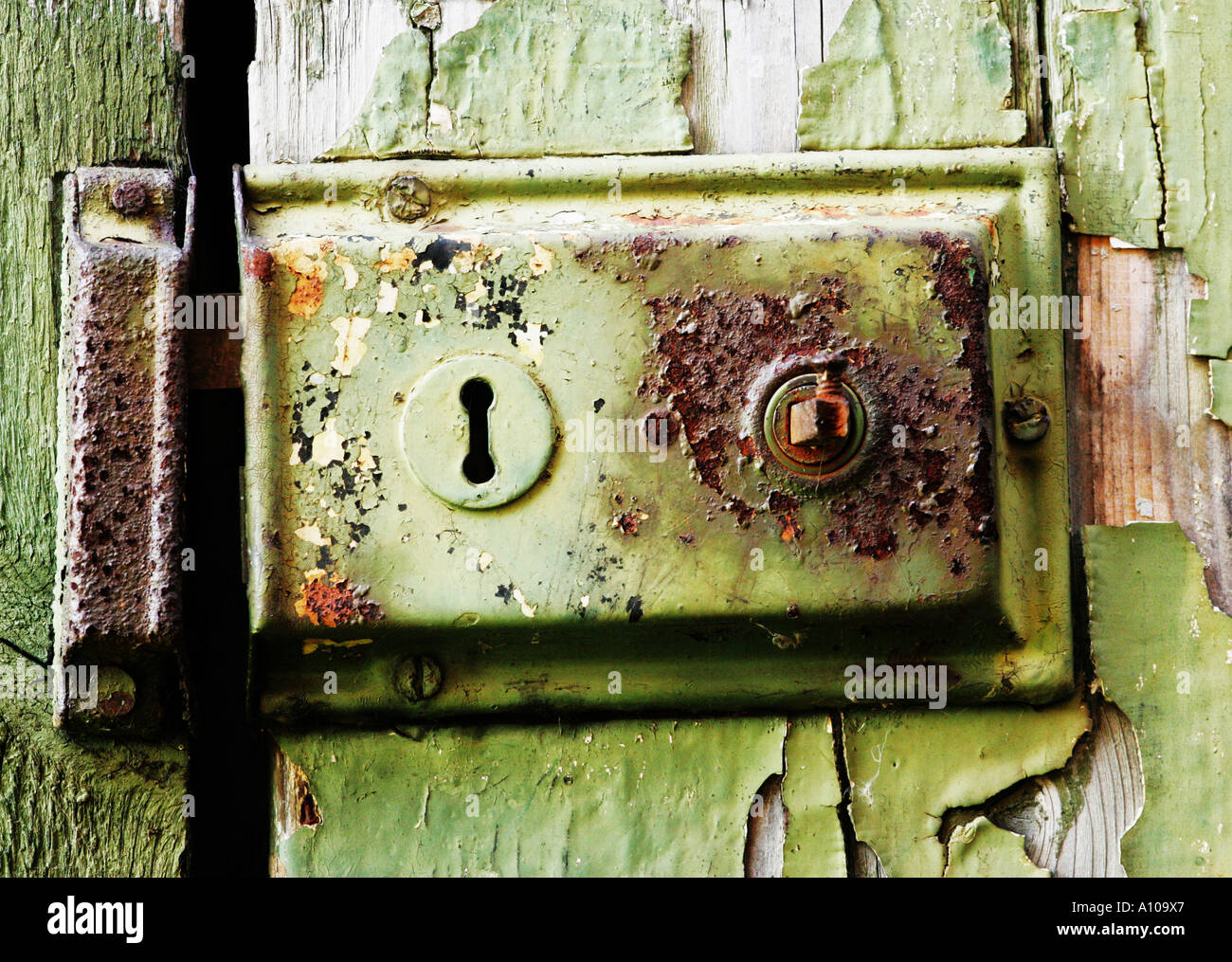 Vecchia serratura spiovente Foto Stock