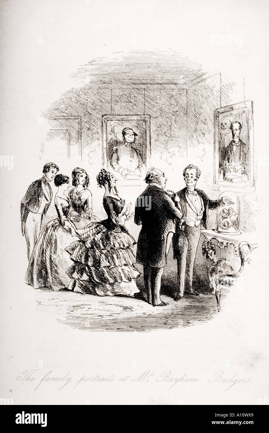 I ritratti di famiglia al signor Bayham Badgers. Illustrazione di Phiz Hablot Knight Browne 1815 - 1882. Dal libro Bleak House by Charles Dickens. Foto Stock