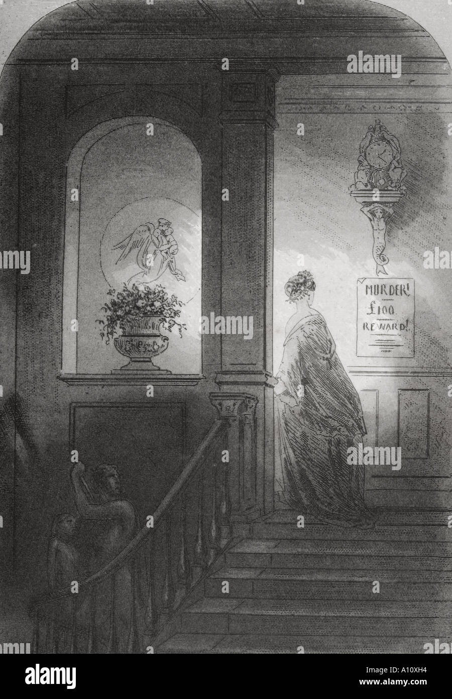 Ombra. Illustrazione di Phiz Hablot Knight Browne, 1815 - 1882. Dal libro Bleak House by Charles Dickens. Pubblicato a Londra, 1853. Foto Stock