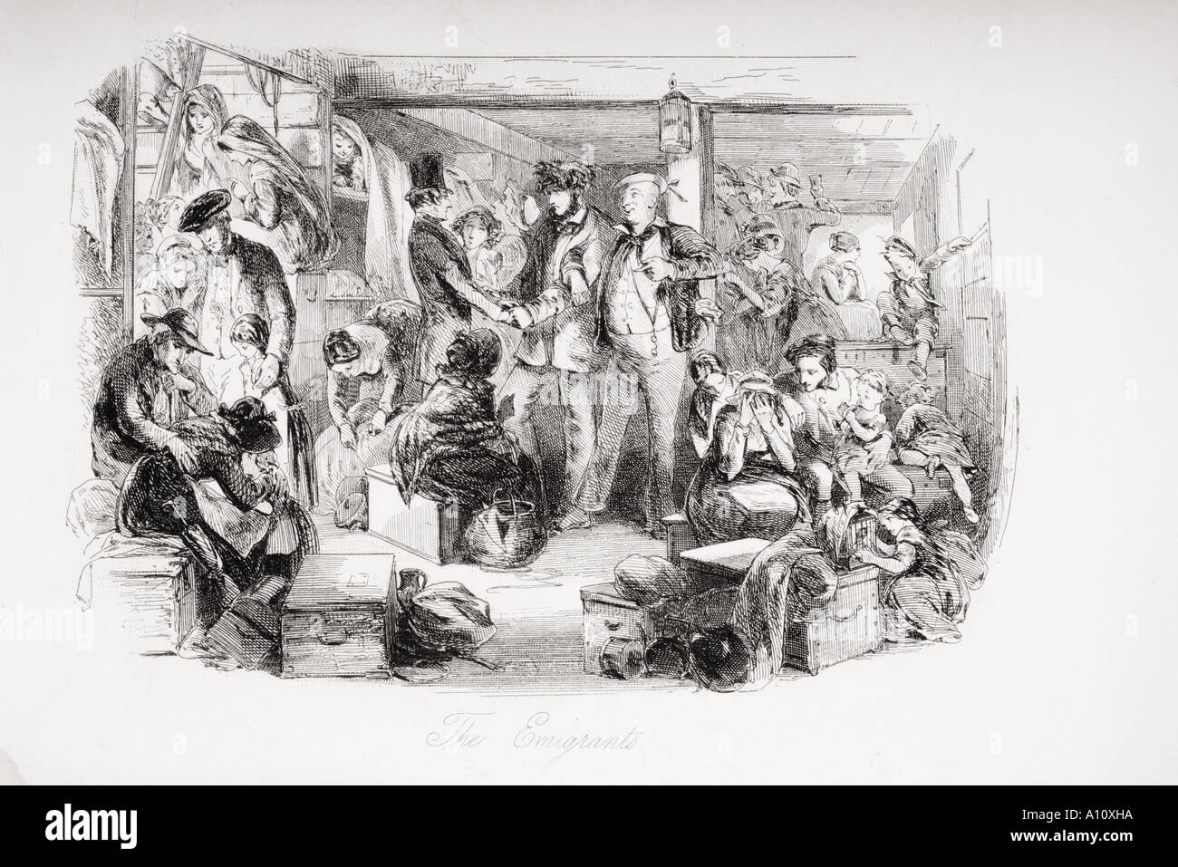 Gli emigranti. Illustrazione dal Charles Dickens romanzo David Copperfield da H K Browne noto come Phiz Foto Stock