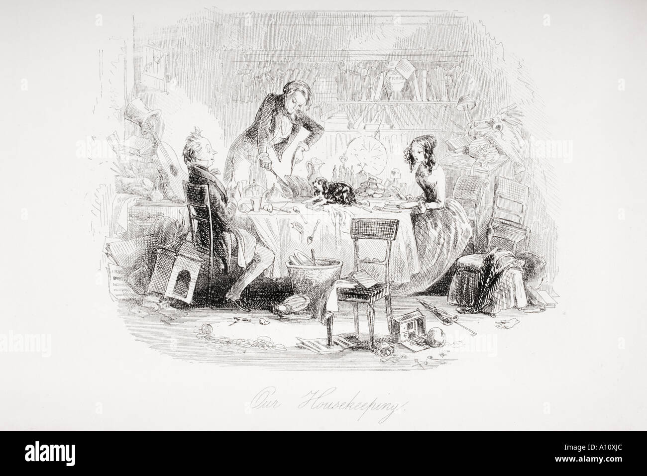 Il nostro servizio di pulizie. Illustrazione dal Charles Dickens romanzo David Copperfield da H K Browne noto come Phiz Foto Stock